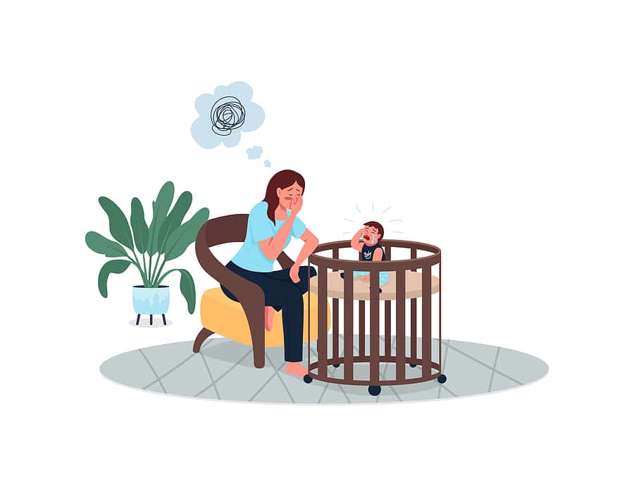 Depressed mother with crying baby