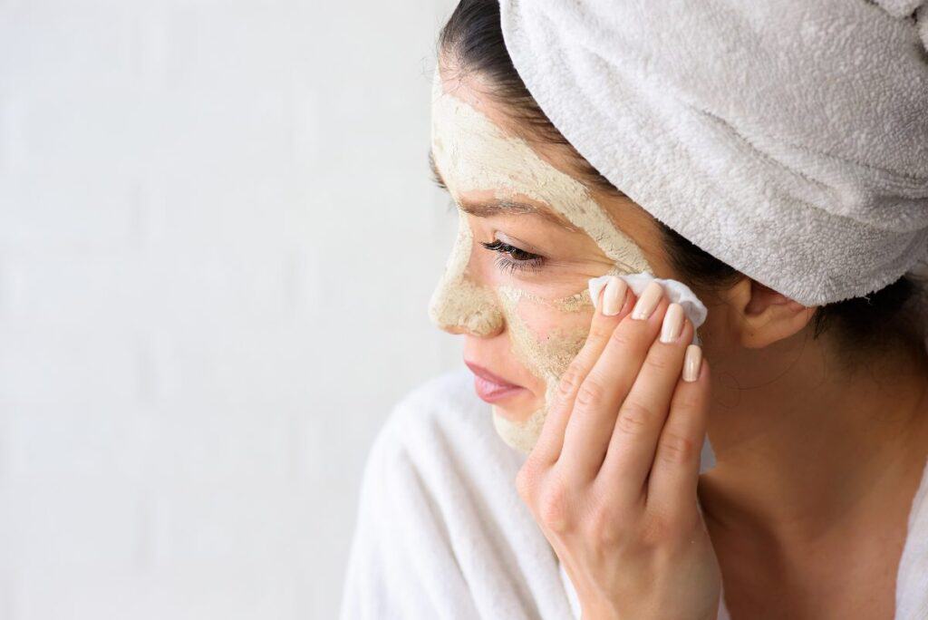 Mom doing a face mask