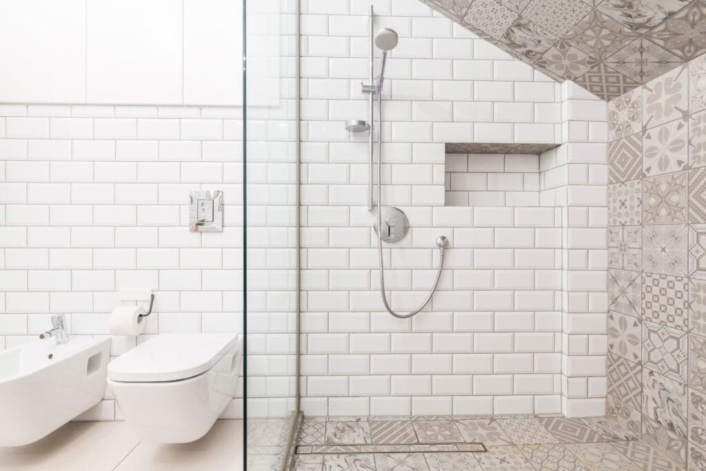Nice white tile shower