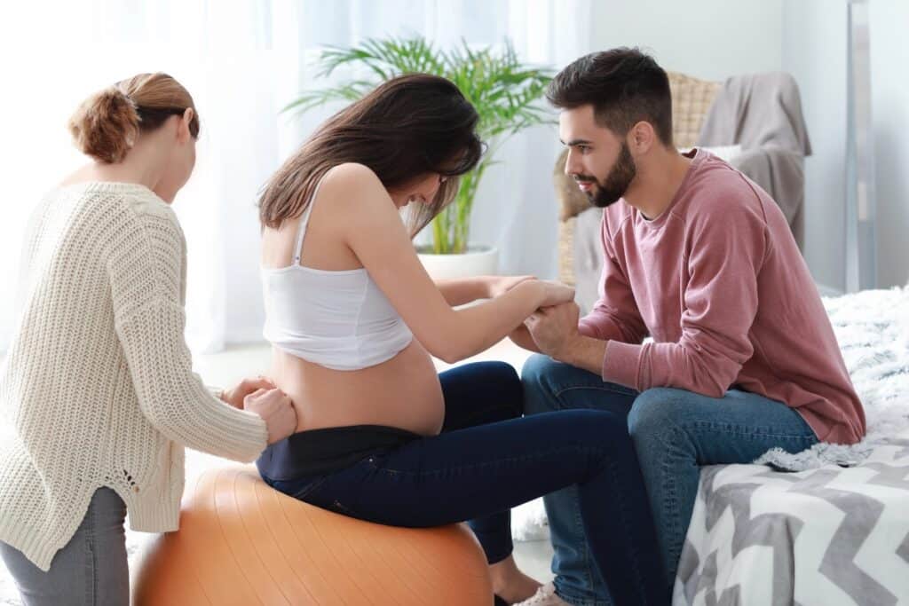Woman in early labor at home