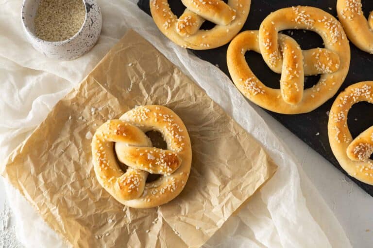 Homemade soft pretzels finished