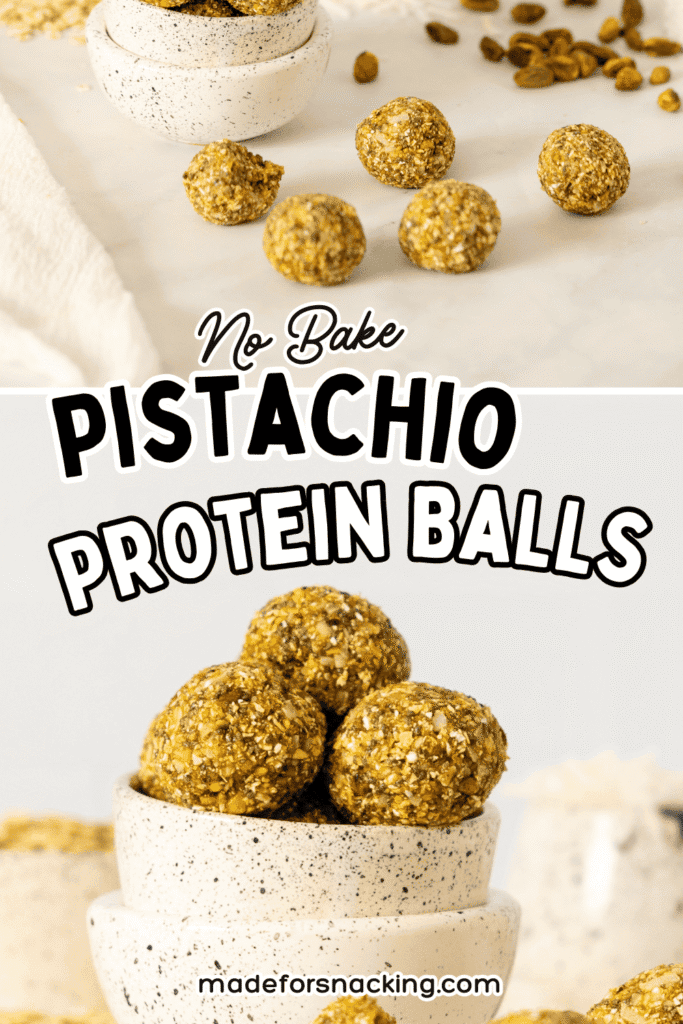 Pistachio Protein Balls recipe pin image