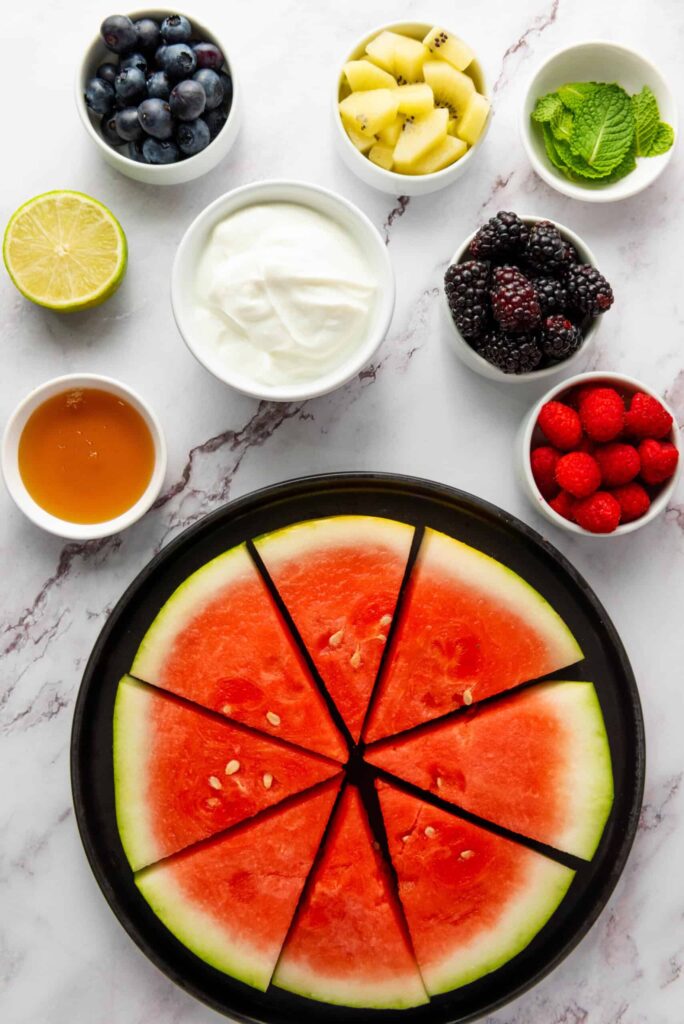 Watermelon Pizza ingredients.