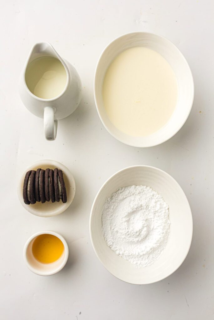 Cookies and Cream Ice Cream ingredients.