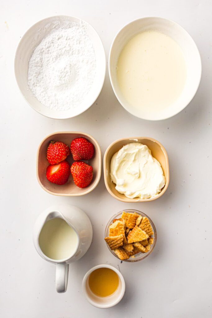 Strawberry Cheesecake Ice Cream ingredients.