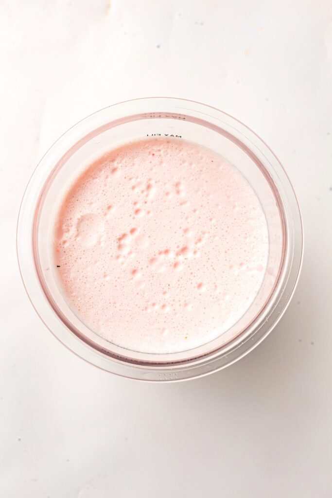 Ice cream base poured into a container and placed in the freezer to set.